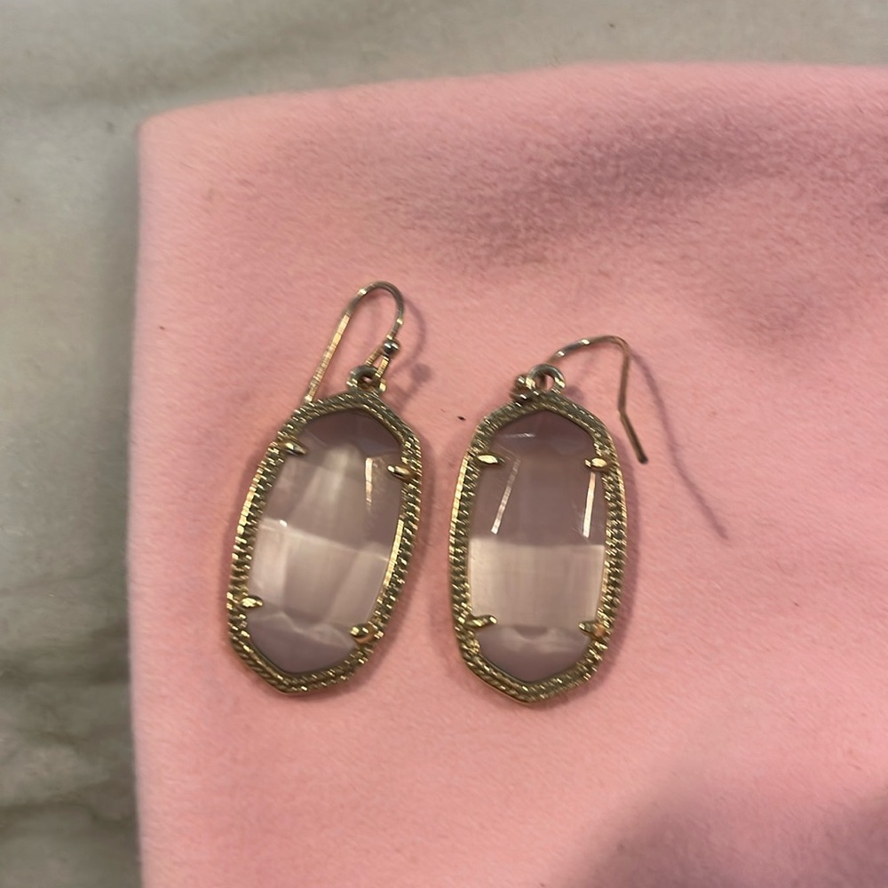 Kendra Scott Earrings Clear Stone with Gold Rim